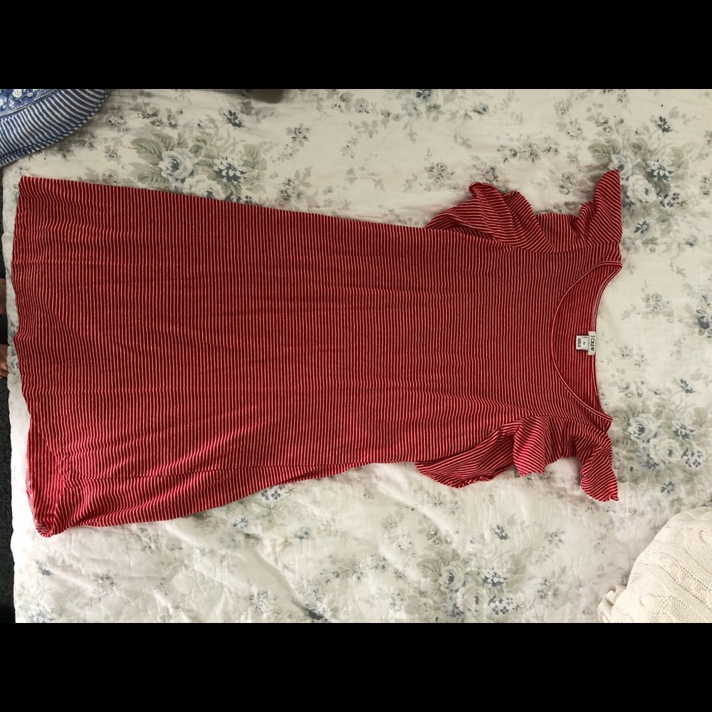 Red striped J Crew dress